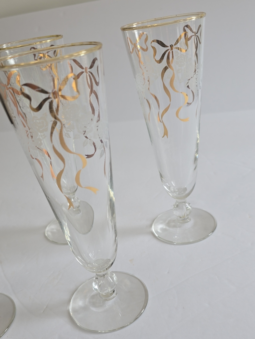 Vintage Libbey Set Of 4 Rose Classic Pilsner Glasses Flutes - Picture 3 of 14